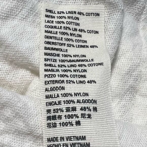 Free People White Tank Top Lace Floral Womens Size Small Linen Blend Babydoll - Picture 5 of 10